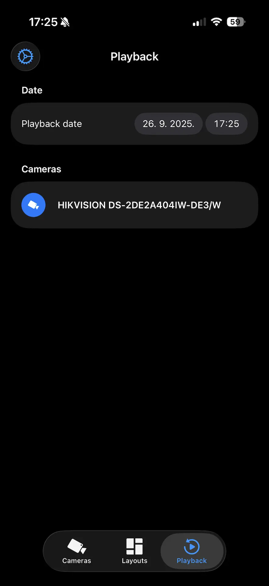 Event timeline playback interface in UniCam Mobile